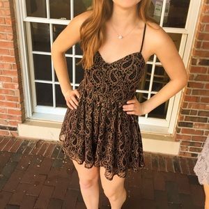 Black patterned cocktail dress